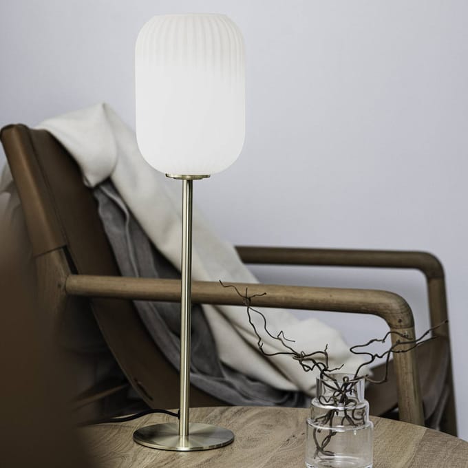 Markslöjd Cava tafellamp, messingkleurig, glas, hoogte 55 cm