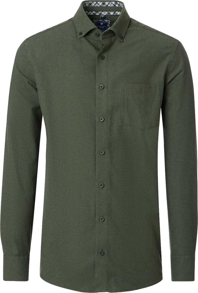 Redmond comfort fit overhemd - flanel - groen