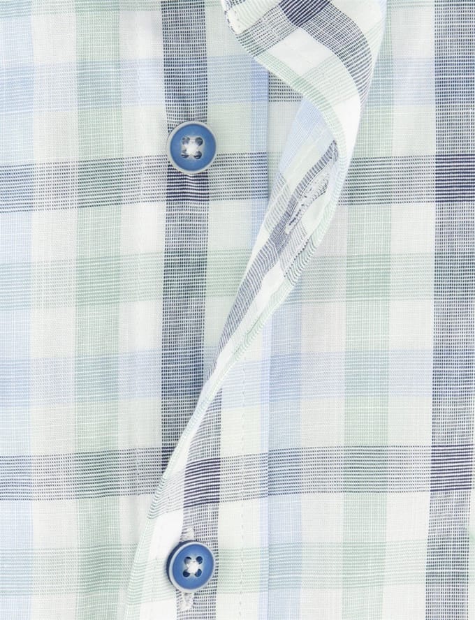 Overhemd Giordano groen blauw geruit met borstzak