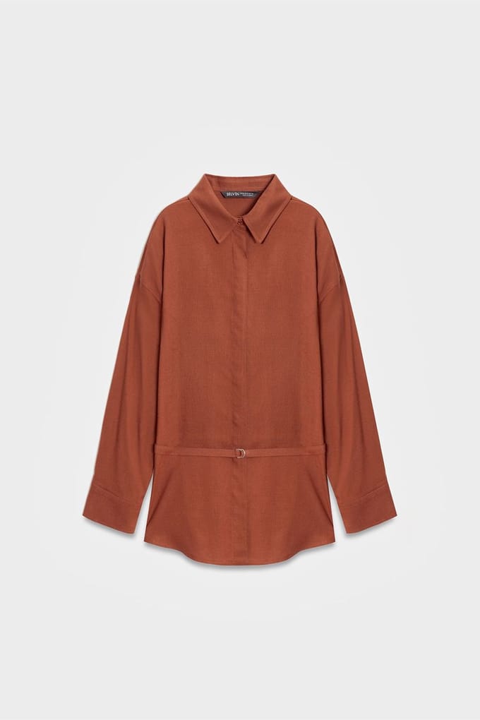 Lange Geknoopte Geweven Shirt