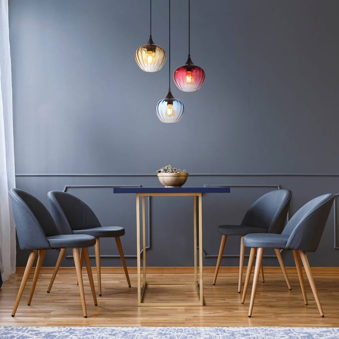Globo Hanglamp Sander, Ø 45 cm, bont, glas, 3-lamps.