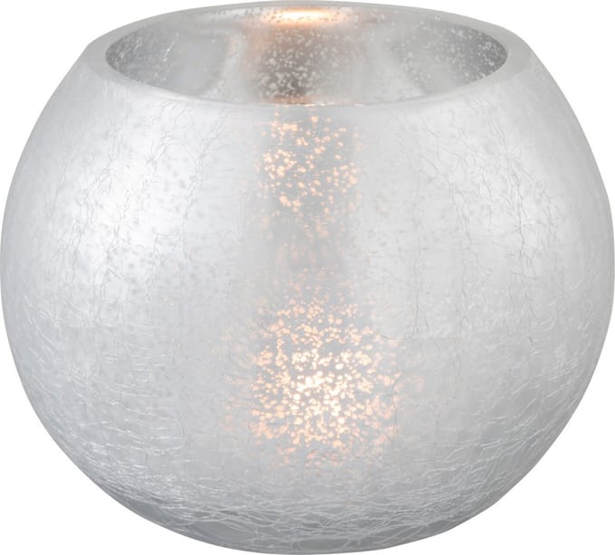 J-Line windlicht Bol Craquelé - glas - zilver - medium