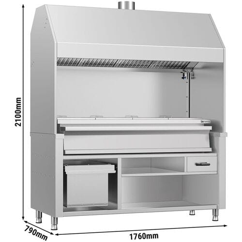GGM Gastro Holzkohlegrill BERLIN - 1760mm - Edelstahl Zilver