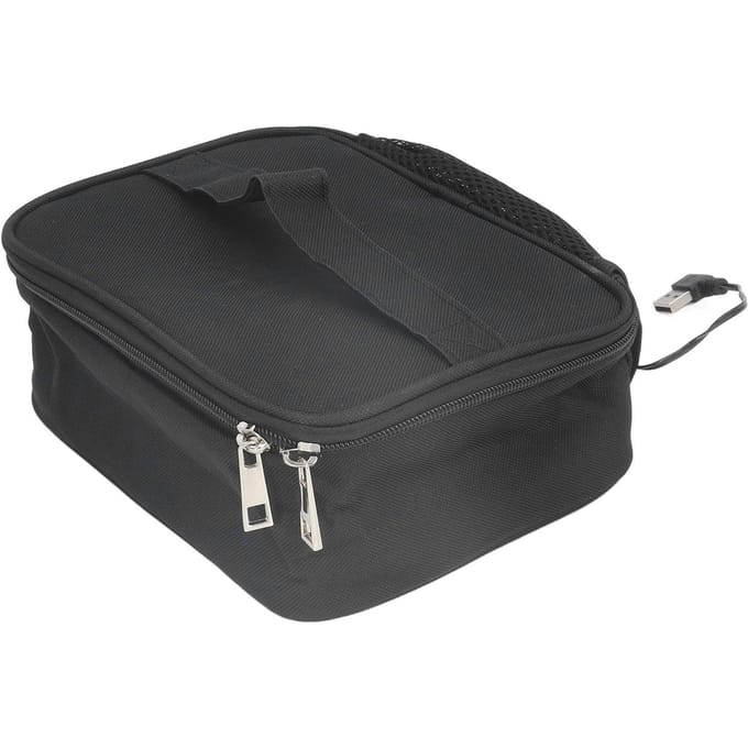 Draagbare Oven Tas 5V 2A USB Interface Auto Thermische Isolatie Oxford Stof Waterdicht Voedsel Opwarmen black