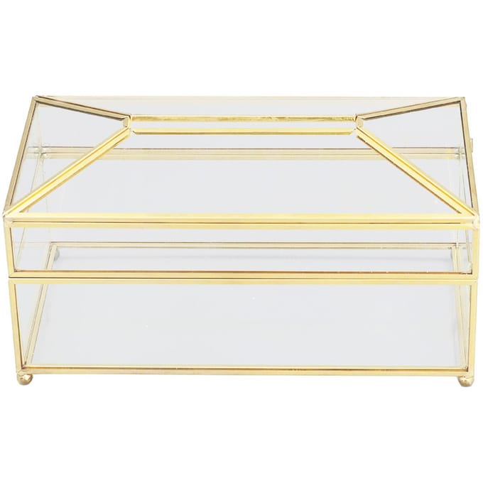 Boîte de Rangement Décorative en Verre pour Serviettes de Table Boîte à Mouchoirs en Verre Transparent Exquise et Tendance pour la Maison beige