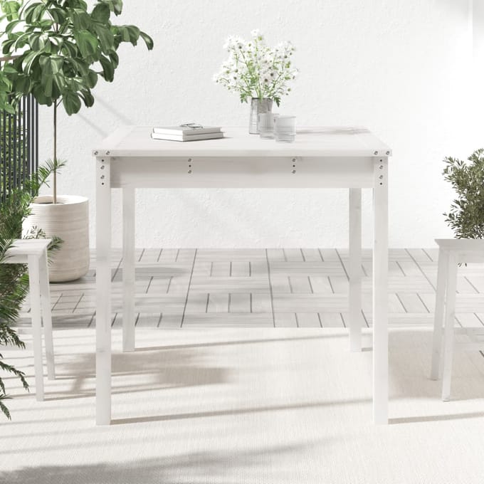 vidaXL - Tuintafel - 82,5x82,5x76 - cm - massief - grenenhout - wit
