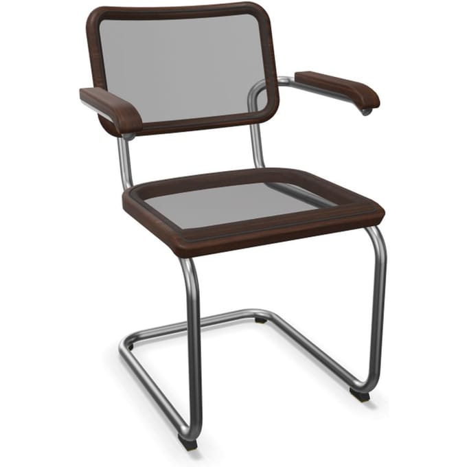 Thonet S 64 N Sledestoel - notenhout geolied - kunststofglijder zwart met vilt
