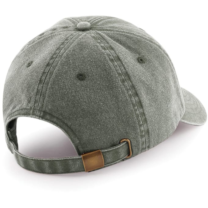 Beechfield Unisex Laag Profiel Vintage Denim-Look Cap (Vintage Olijf)