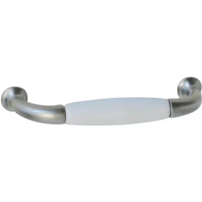 Bertomani Meubelgreep - Porselein Wit En Zamak - 96mm - 2 Stuks