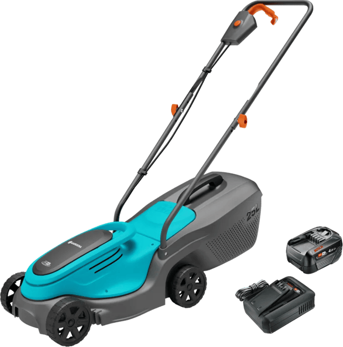 Gardena PowerMax 30/18V P4A Solo + Bosch Starterset 18V 4,0 Ah