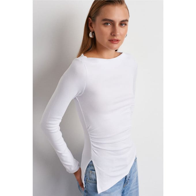Slim-Fit Bootneck Langarm Blouse