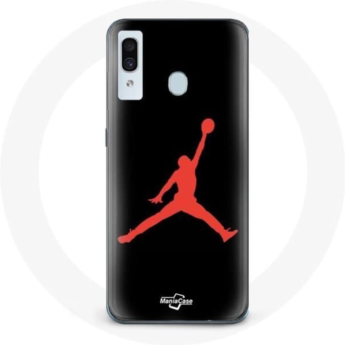 Coque - Air Jordan - Galaxy A20 - Souple - Rouge - Logo rouge