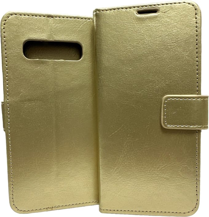Bookcase Geschikt voor: Samsung Galaxy S10 Plus - Goud - portemonnee hoesje