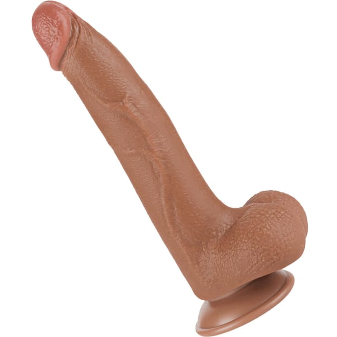 LoveToy - Sliding Skin Dildo 20 cm (Ø 4 cm) - Bruin