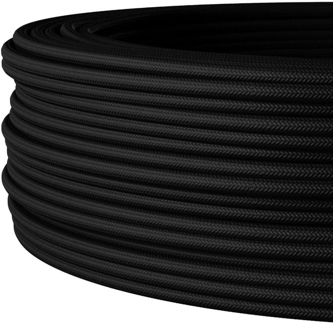 Zwarte Flexibele Stofkabel 3x1.5mm² - Installatiekabel H05VV-F 3 Meter