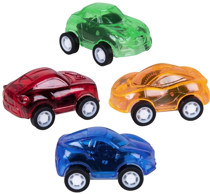 Boland - Set 4 terugtrekautootjes - Pinata vulling - Uitdeelcadeautjes - Verjaardag
