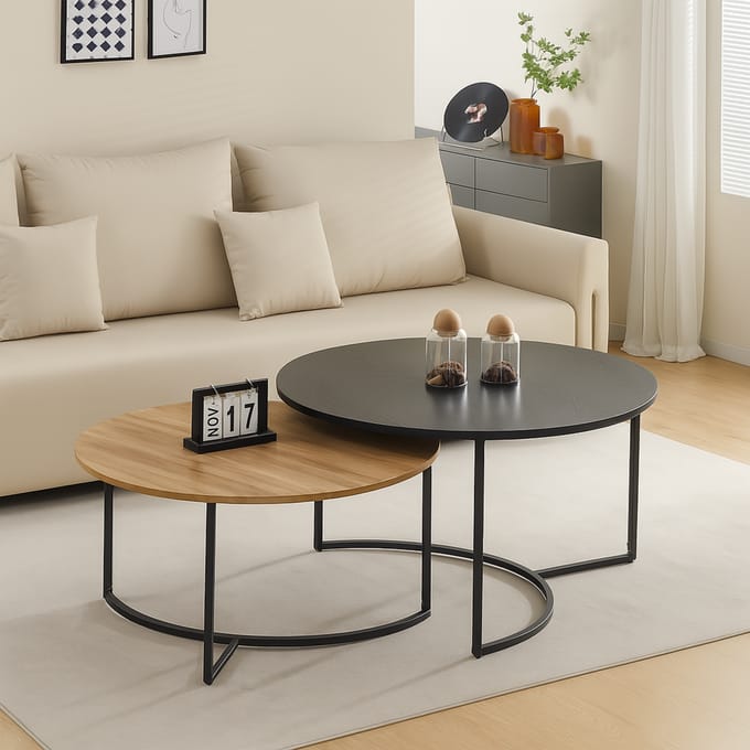 Milton & Oldbrook Salontafel Set Galicia Zwart - Houtlook