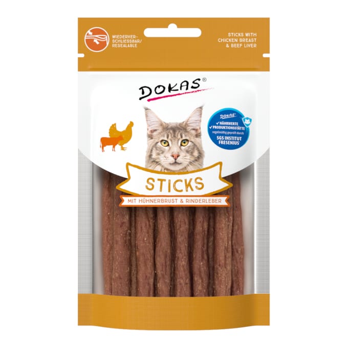 30g Dokas sticks met kipfilet & Runderlever kattensnacks