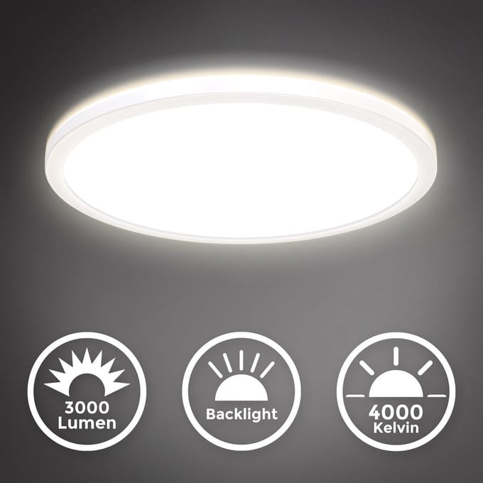 B.K.Licht - Pafonniére - dimbaar - witte plafondlamp - rond (Ø42cm) - 4.000K neutral wit licht