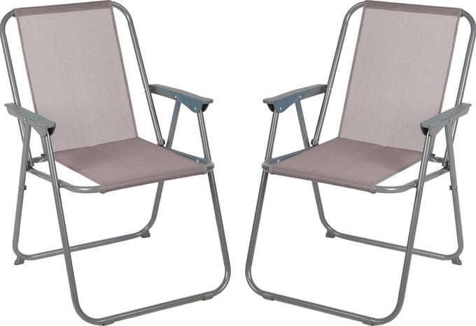 Sunnydays Picnic camping/strand stoel - 2x - aluminium - inklapbaar - beige - L53 x B55 x H75 cm