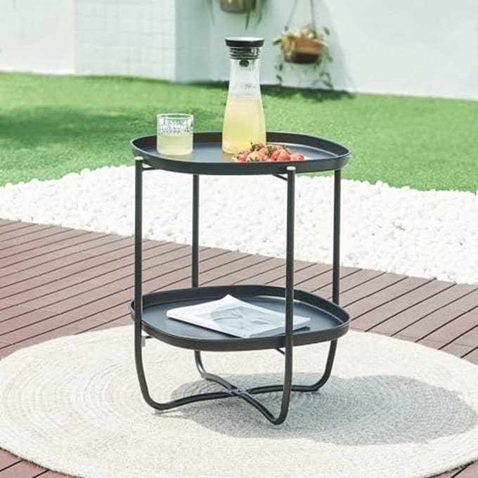 Bijzettafel voor buiten - Vierkante Dienbladtafel van Metaal - 58x46 cm - Stijlvol en Functioneel