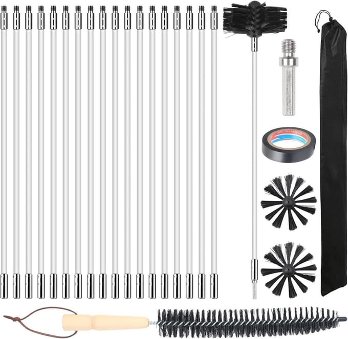 ZRSS® Schoorsteenveegset - Schoorsteen Borstel - Schoorsteenreiniger - Veegkit - 24 Stuks