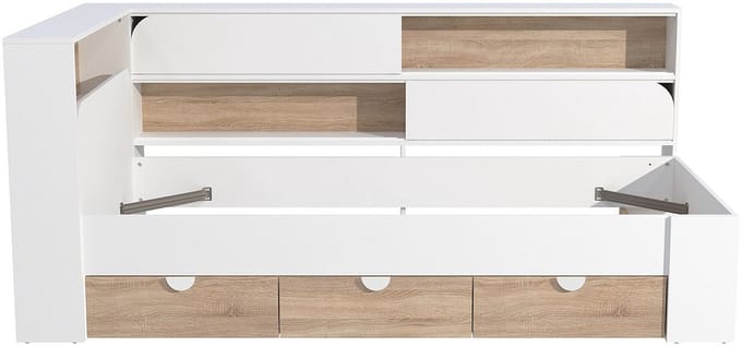 Vente-unique Bedframe hout natuurlijk licht, wit 90 x 190 cm