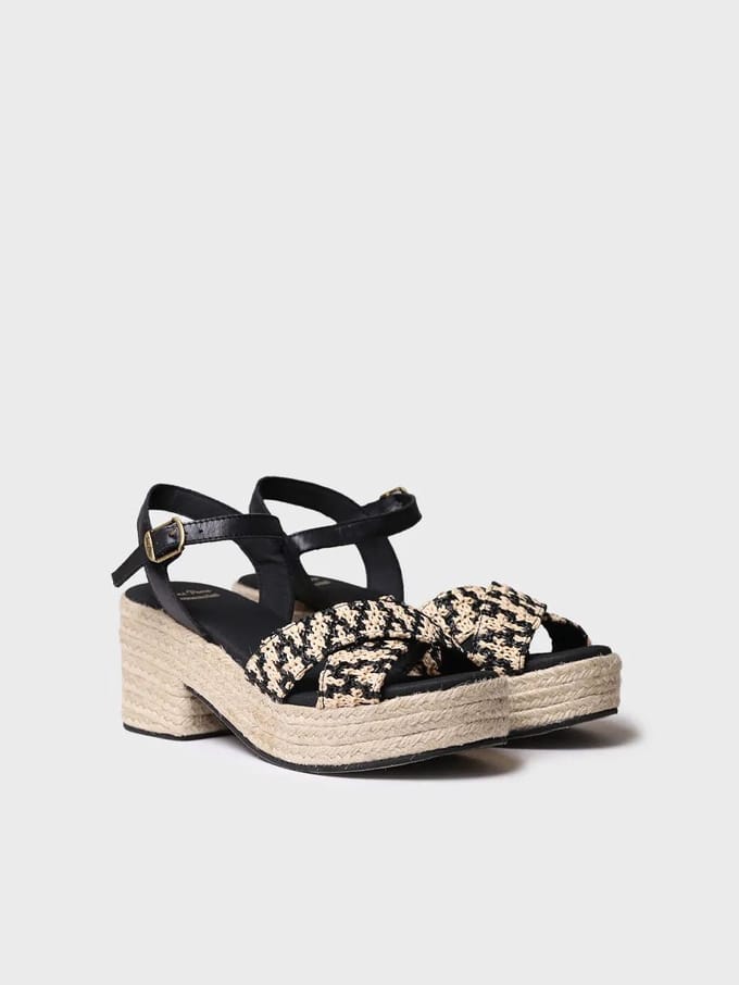Espadrilles met open teen en brede hak voor dames | Athene