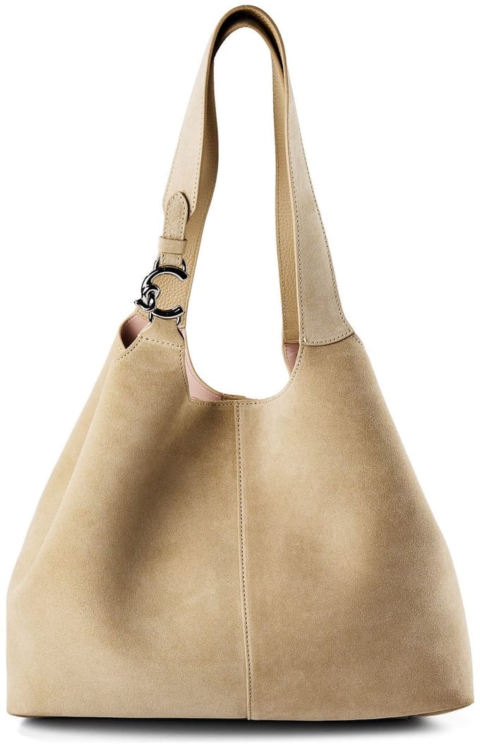 COCCINELLE Leren schoudertas C-Easy Suede Handbag Sandshell / Sandshell beige