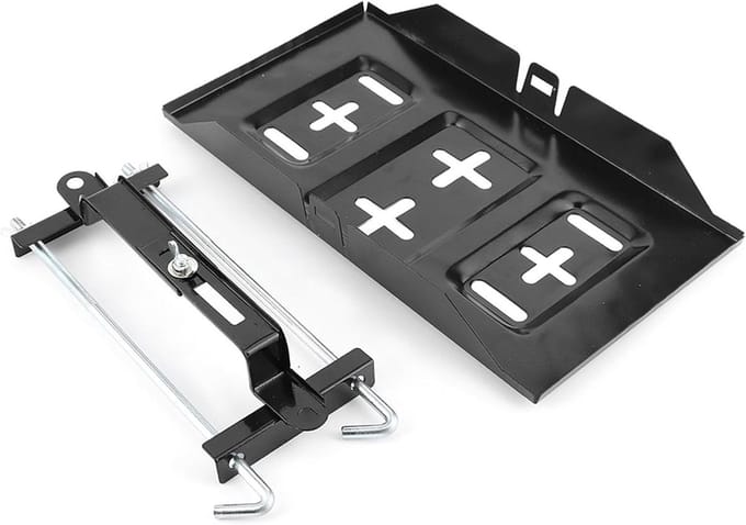Batterijhouder Klemset - Houdbeugel Set - Voertuig Opslag - Stevige Metaalconstructie - 34 cm Lade - Zwart