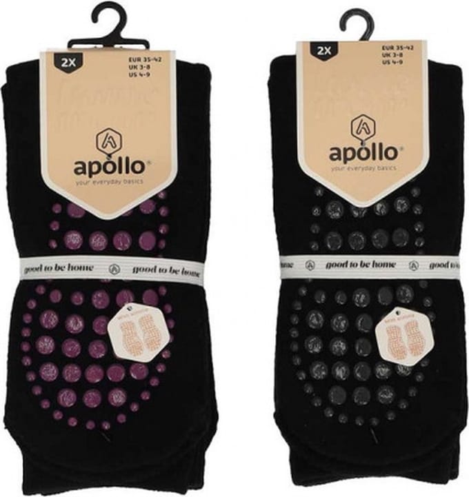 Apollo 2-paar Dames badstof sokken - Slipper sokken - Plain - 42 - Zwart