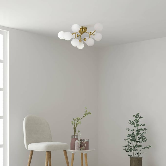 Maytoni plafondlamp Dallas, 12-lamps, goudkleurig/wit