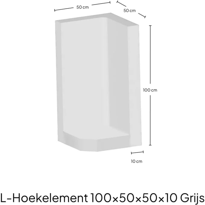 Hoek-L-Element 100x50x50x10cm Zichtbeton