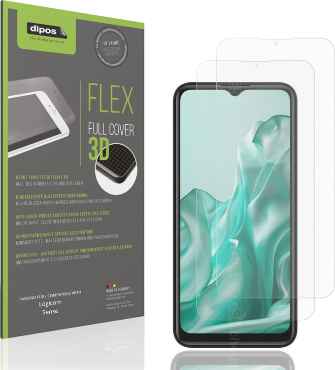 dipos FLEX – 2x Matte Screenprotector geschikt voor Logicom Sense | Volledige Schermbescherming | Case-Friendly