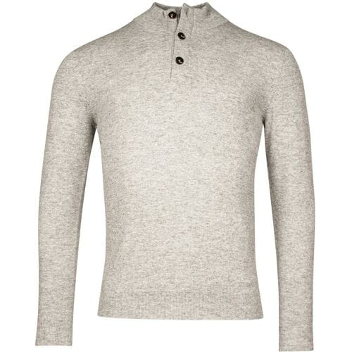 Thomas Maine Trui Half Zip Round Knit Lambswool Grijs Melange / male