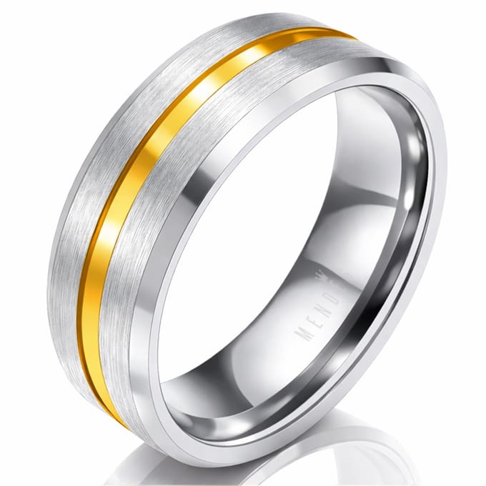 Heren ring Wolfraam Zilver Goud 8mm-22mm