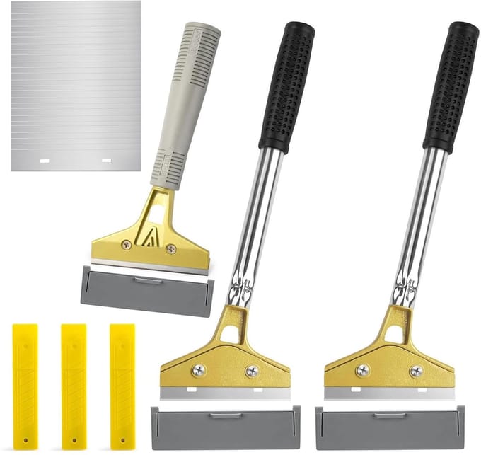3 Pieces Wallpaper Removal Set with 30 Replacement Blades, Wallpaper Scraper Set, Wallpaper Scraper Set with Handle - ShopVlot