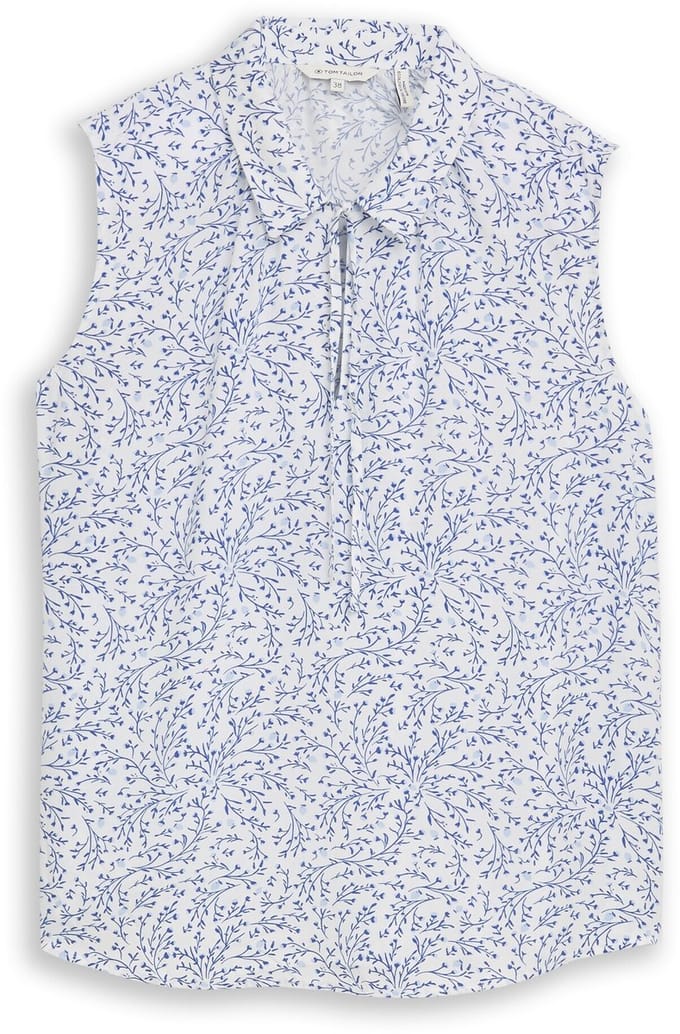 Tom Tailor - Blouse met patroon - Maat 36 - white small leaves design
