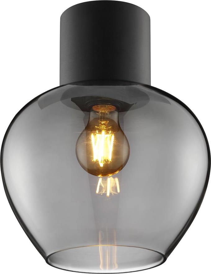 Brilliant Ligari - Plafondlamp - ø 23 cm - E27 max 1x20W - Zwart/Smoke