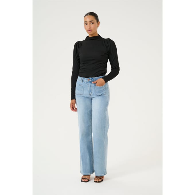 Blouse met lange mouwen Slim fit Black