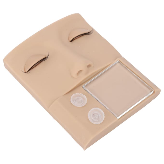 Wimperuitbreiding Hoofd 3-in-1 Vervangbaar Ogen Wasbaar Simulatie Siliconen Wimper Oefen Gezicht beige