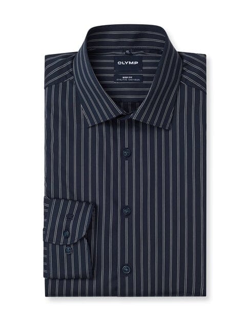 OLYMP Level Five Overhemd, Body Fit, Kent, Marineblauw