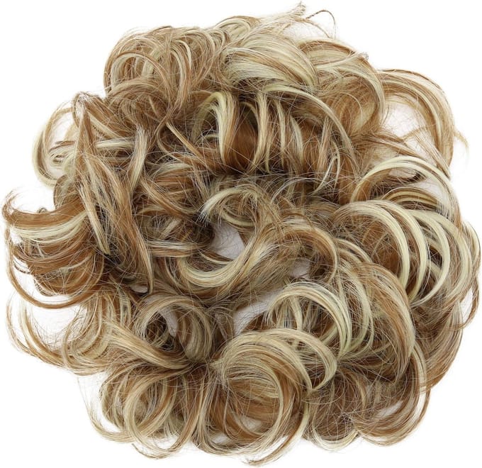 Go Go Gadget - Haarstukje - Haarwokkel - Messy bun - Extensions - Bruin met highlights - 2 stuks