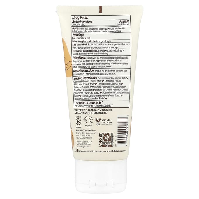 Babo Botanicals, Sensitive Baby, Diaper Rash Cream, Fragrance Free, 3 oz (85 g) white