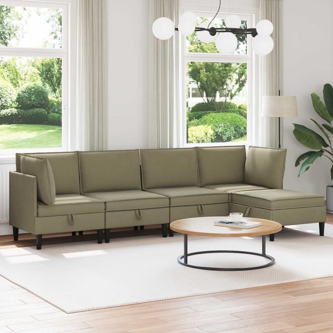 vidaXL - Woonkamer - Meubelset - 5 - st - Kaki - Stof