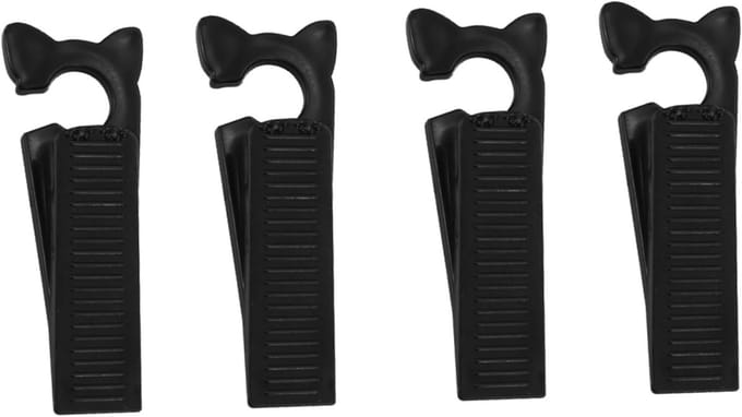 Deurstopper Set - Deurclip Deurhouder - Deur Beschermen - Zonder Boren - 14x3cm - Zwart
