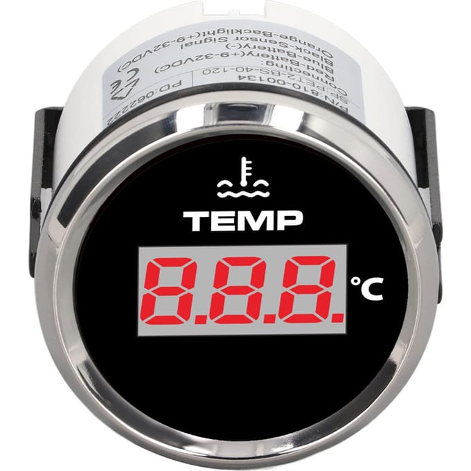 52mm 0‑120 celsius Digitale Watertemperatuurmeter Temp Meter IP67 Waterdicht Rood Achtergrondlicht voor Auto Camper Vrachtwagen Boot black