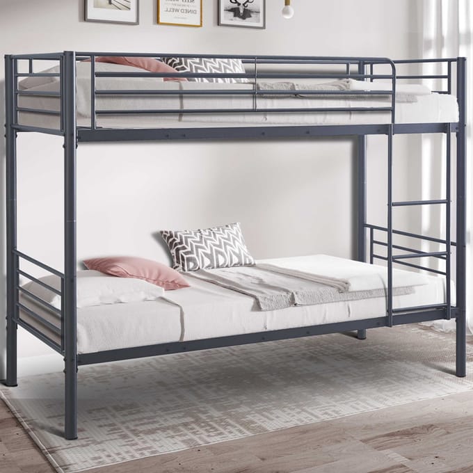 Rousseau - Stapelbed metaal Sammy 90x200cm opsplitsbaar- donkergrijs