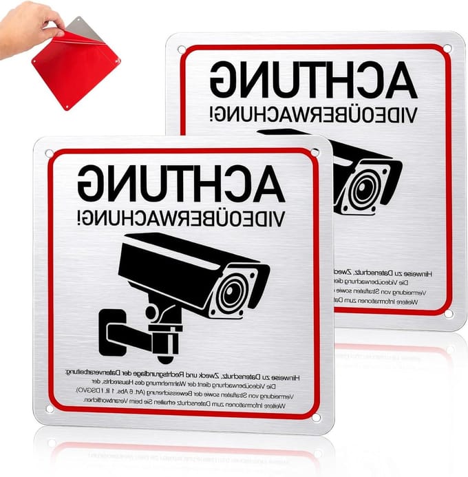 Waarschuwingsbord Videobewaking - CCTV Bord Sticker - Eigendom Beveiligen - Zelfklevend Aluminium - 15 x 15 cm - A