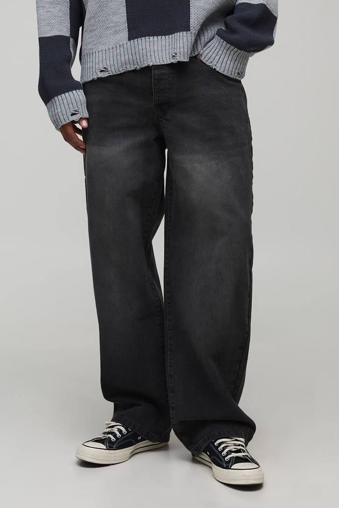 Relaxte stug gewassen jeans | Charcoal | Size 28R